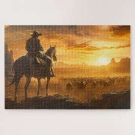 Quebra-cabeça Lone Cowboy no Sunset