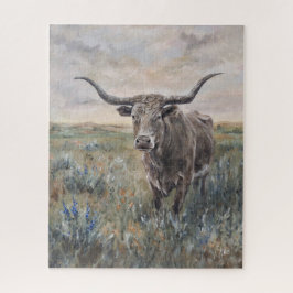 Quebra-cabeça "Longhorn" pintado à mão