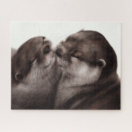 Quebra-cabeça Lontras se Beijando - Arte de Vida Selvagem Pintad
