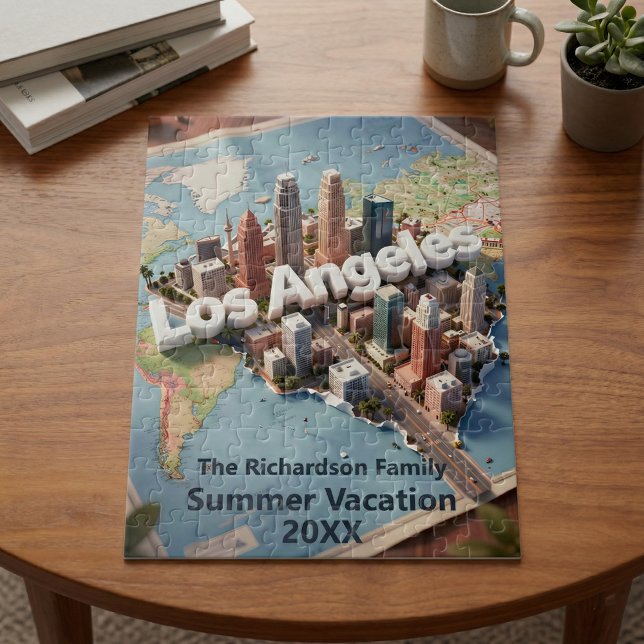 Quebra-cabeça Los Angeles California 3D Skyline Map Vacation (Criador carregado)