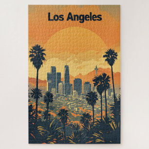 Quebra-cabeça Los Angeles California Paisagem Urbana Palmeira Vi