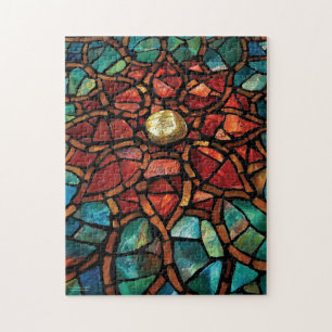 Quebra-cabeça "Lotus " do mosaico do vitral