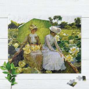 Quebra-cabeça Lotus Llírios Pond Charles Courtney Curran