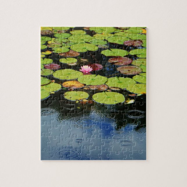 Quebra-cabeça Lótus rosa na chuva (Vertical)