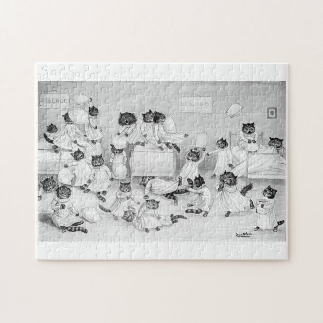 Quebra-cabeça Louis Wain Cat Art Seja Boa Luta travesseiro (Horizontal)