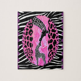 Quebra-cabeça Love Giraffe Pink Animal Print