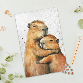 Quebra-cabeça Lovely Hugging Capybara Couple Jigsaw Puzzle