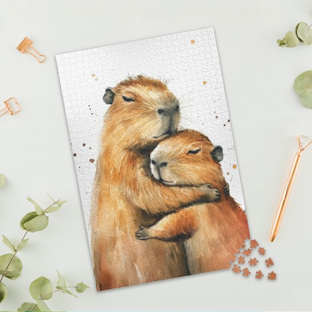 Quebra-cabeça Lovely Hugging Capybara Couple Jigsaw Puzzle (Criador carregado)