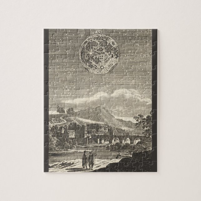 Quebra-cabeça Lua antiga do renascimento por Allain Mallet (Vertical)