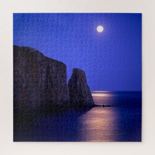 Quebra-cabeça Lua ao Crepúsculo Rocha Perce Costa Gaspe Quebec