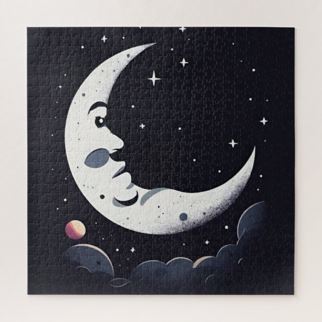 Quebra-cabeça Lua brilhante no céu escuro (Vertical)