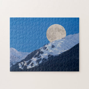Quebra-cabeça Lua Cheia Sobre o Alyeska Ski Resort, Alasca