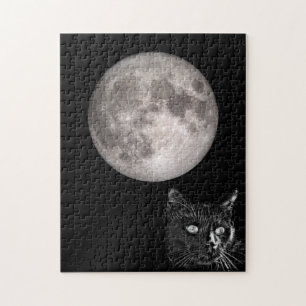 Quebra-cabeça Lua cheio sombra de gato preto