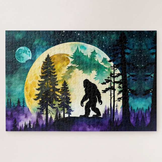 Quebra-cabeça Lua de Cheio Sasquatch na Montanha (Horizontal)