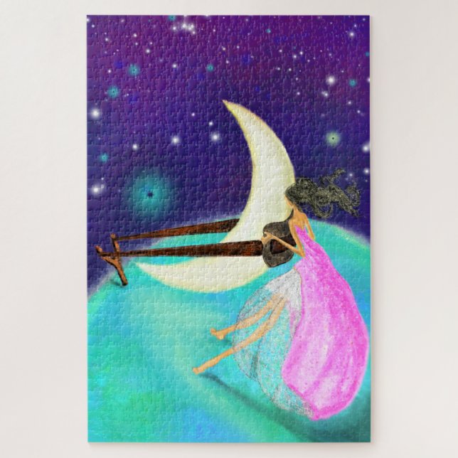 Quebra-cabeça Lua e Rapariga Desenhando Coleção Fantasia Fairyta (Vertical)