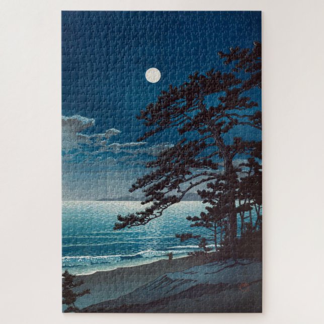 Quebra-cabeça Lua na praia de Ninomiya, Hasui Kawase (Vertical)
