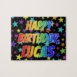 Quebra-cabeça "LUCAS" Nome, Diversão "FELIZ ANIVERSÁRIO"
