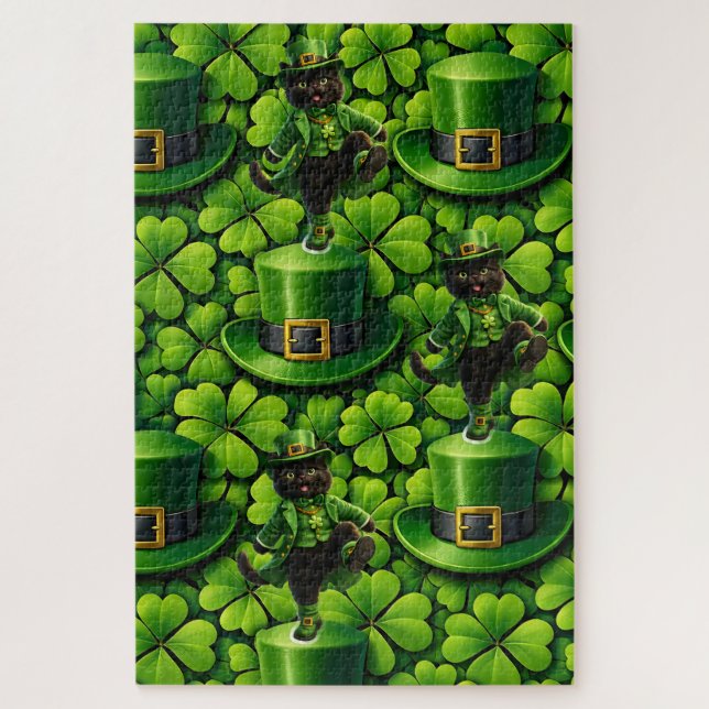 Quebra-cabeça Lucky leprechaun black cat jigsaw puzzle Saint Pat (Vertical)