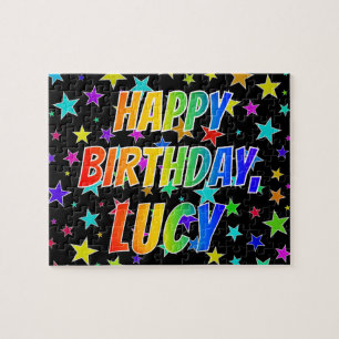 Quebra-cabeça "LUCY" Primeiro Nome, Diversão "FELIZ ANIVERSÁRI