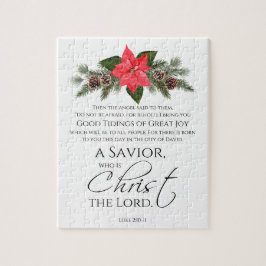 Quebra-cabeça Luke 2:10-11 Escritura de Natal de Poinsettia