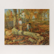 Lumber Men Cutting Wood (por Childe Hassam)