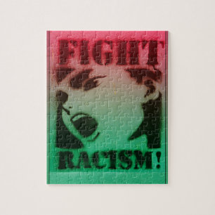 Quebra-cabeça Luta contra o racismo em preto vermelho e verde