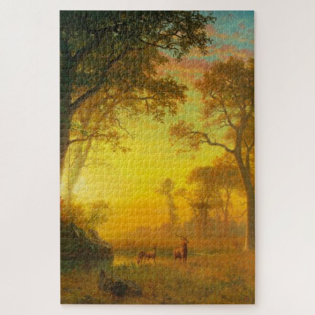 Quebra-cabeça Luz na Floresta (por Albert Bierstadt) (Vertical)
