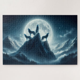 Quebra-cabeça Luz Picos, Lobos Majestosos, Lobos Howling