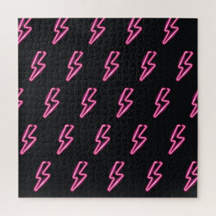 Quebra-cabeça Luz Rosa Neon: Fundo Escuro.