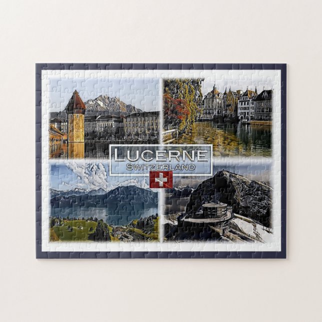 Quebra-cabeça Luzerna - Suiça - Mosaico - (Horizontal)