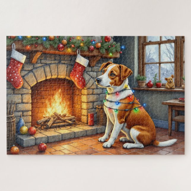 Quebra-cabeça Luzes de Natal com Terrier da Baía de Chesapeake n (Horizontal)