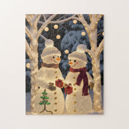 Quebra-cabeça Luzes de Natal do Boneco de Neve Mágico