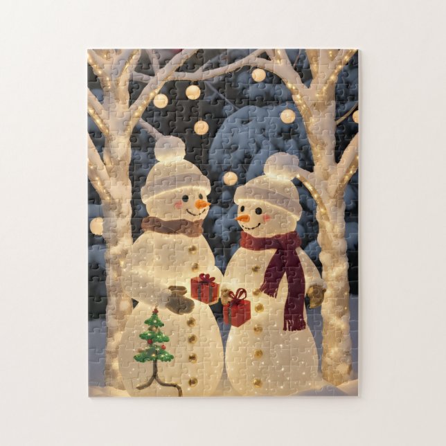 Quebra-cabeça Luzes de Natal do Boneco de Neve Mágico (Vertical)