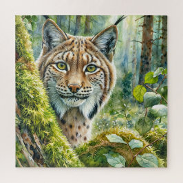 Quebra-cabeça Lynx na Floresta Verde Lush