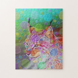 Quebra-cabeça Lynx sorridente e colorido - abstrato