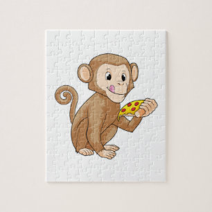 Quebra-cabeça Macaco com pizza