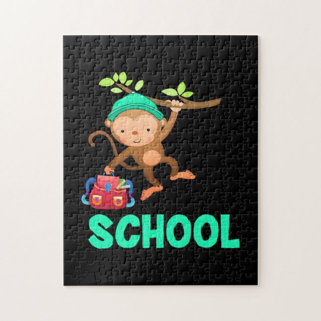 Quebra-cabeça Macaco De Volta À Escola (Vertical)