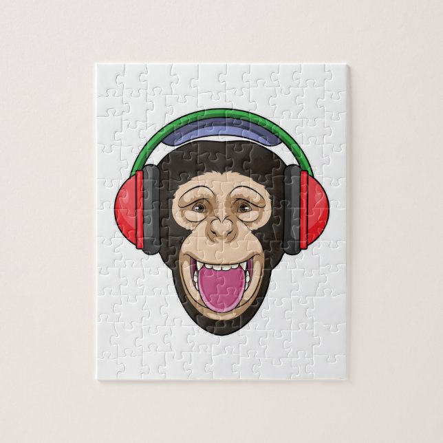 Quebra-cabeça Macaco na Música com Fone de Ouvido (Vertical)
