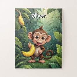 Quebra-cabeça Macaco Pequeno com Banana Personalizada