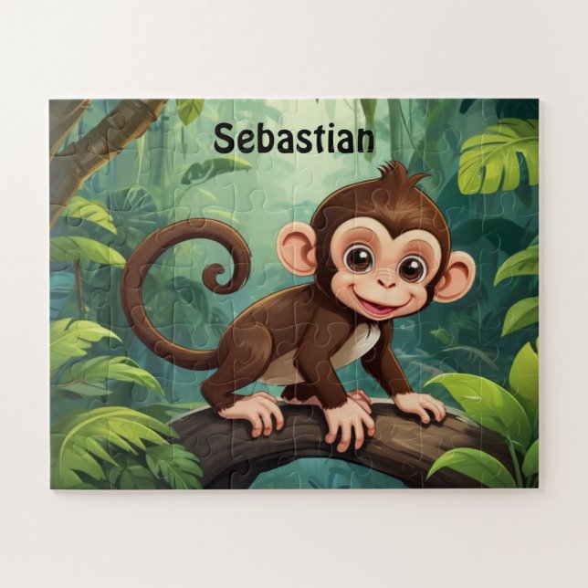 Quebra-cabeça Macaco Selva Vibrante Personalizado (Horizontal)