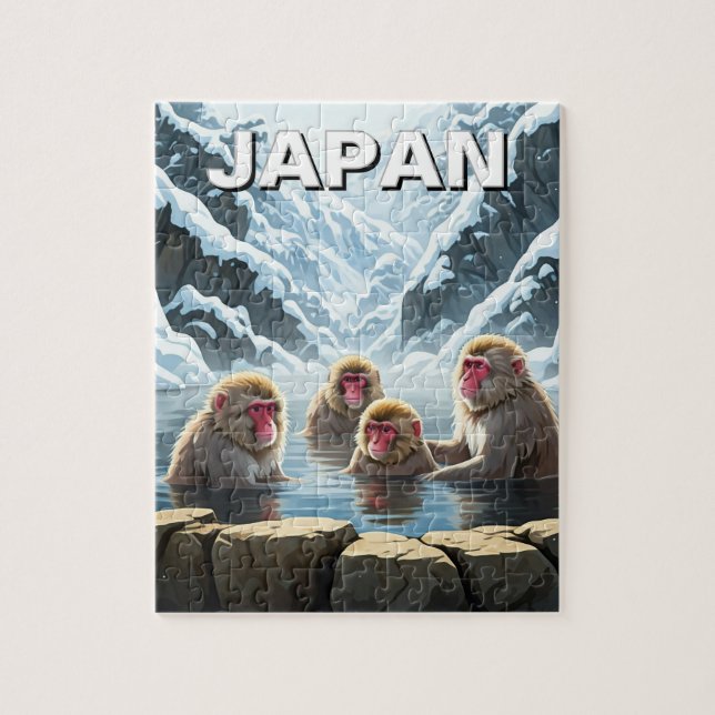 Quebra-cabeça Macacos-da-neve do Parque Jigokudani Japão (Vertical)