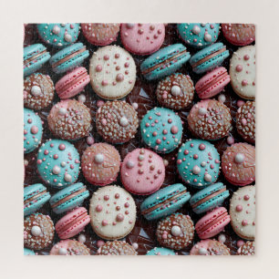 Quebra-cabeça Macarão Azul, Rosa e Chocolate