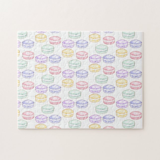 Quebra-cabeça Macarões Franceses com Aquarela (Horizontal)