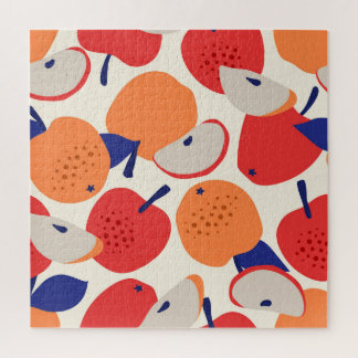 Quebra-cabeça Maçãs Desenhadas À Mão: Trendy Vintage Sem Costura