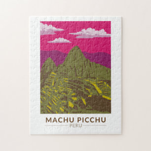 Quebra-cabeça Machu Picchu Peru - Viagem Art Retro