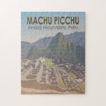 Quebra-cabeça Machu Picchu Peru Viagem Art Vintage<br><div class="desc">Trabalho de arte de vetor Machu Picchu. Machu Picchu é uma cidadela inca montada nas montanhas dos Andes,  no Peru,  acima do vale do rio Urubamba.</div>