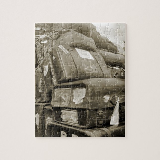 QUEBRA-CABEÇA MADEIRA DE EQUIPE DE BAGAGEM VIAGEM 1890 (Vertical)