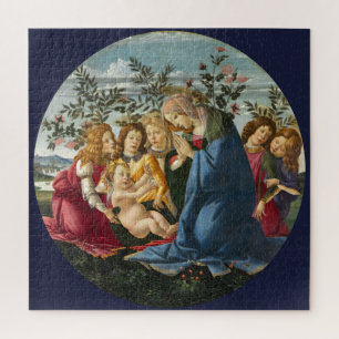 Quebra-cabeça Madona Adorando a Criança com 5 Anjos Botticelli