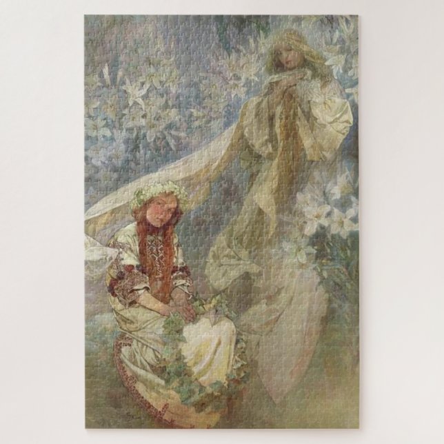 Quebra-cabeça Madona dos Lírios de Alphonse Mucha (Vertical)