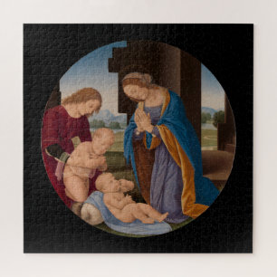 Quebra-cabeça Madonna adorador a criança com o santo infantil
